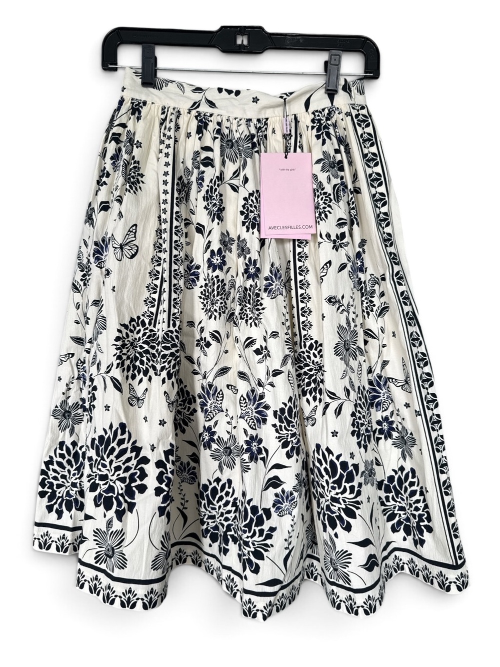 NWT Anthropologie Avec Les Filles Floral Cotton Midi A-line Flare Skirt XS - Picture 1 of 6